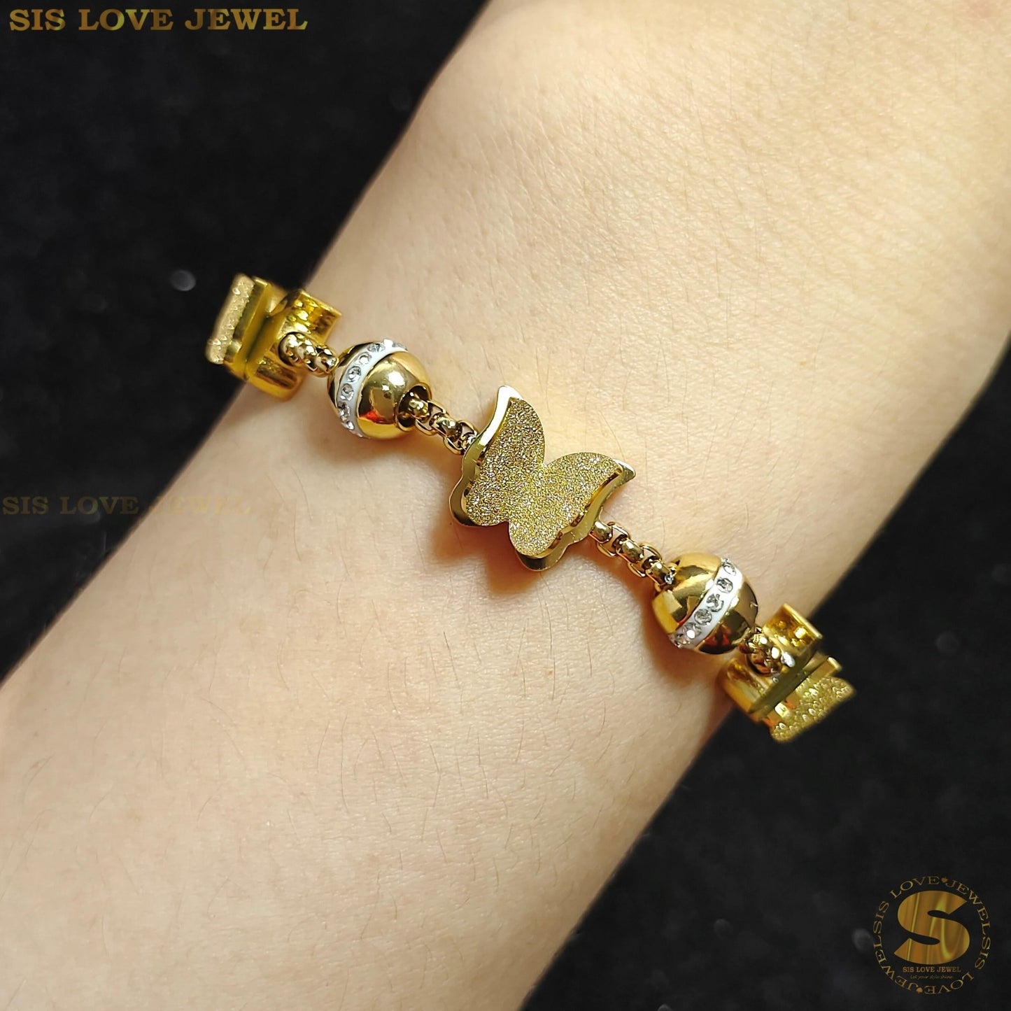 3 Butterfly Adjustable Chain Bracelet B082