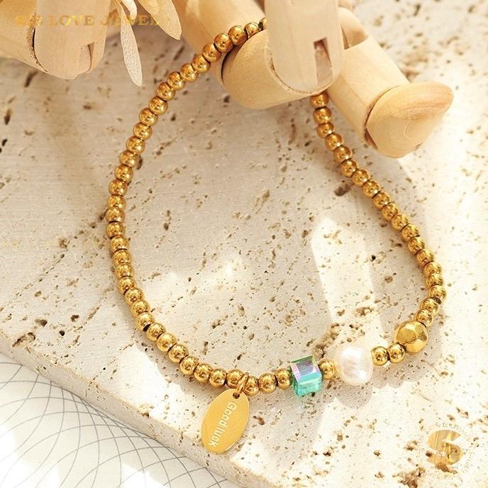 Boba Bead Pearl Crystal Bracelet B067