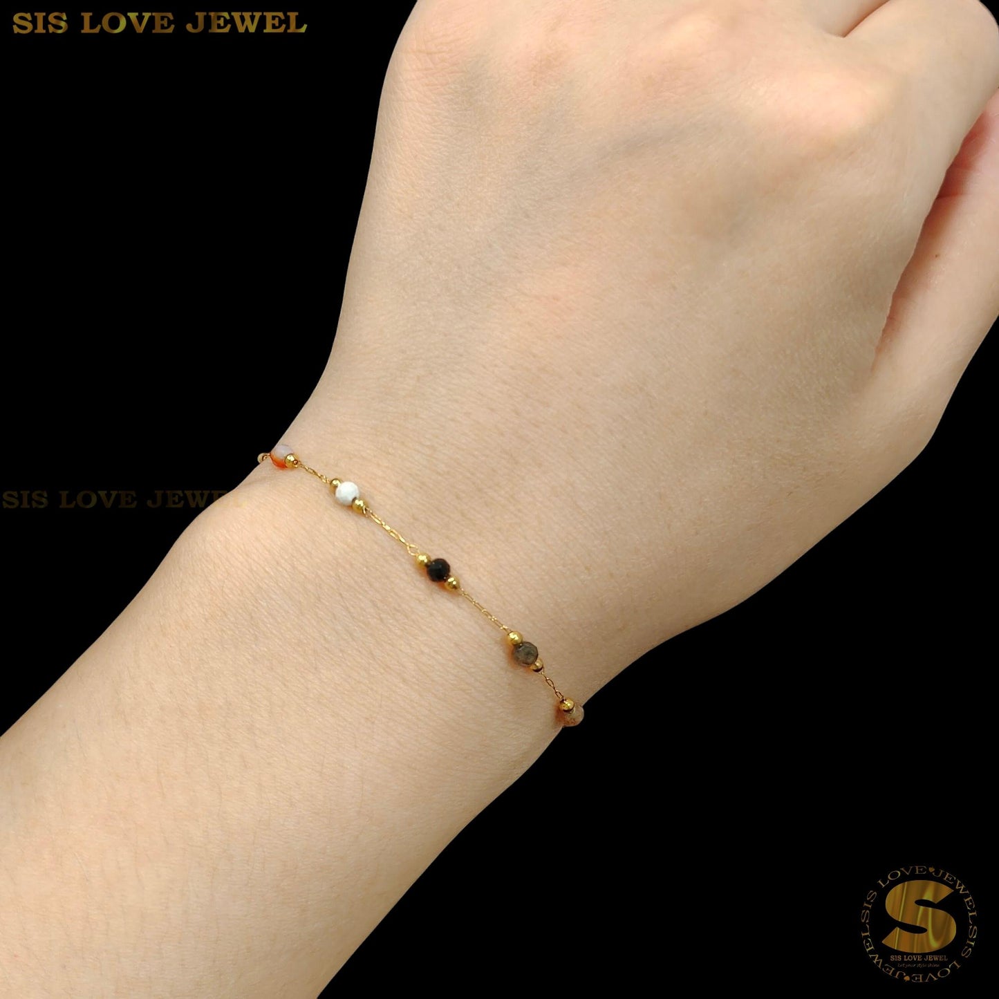 Boho 18K Gold Natural Stone Bracelet B241