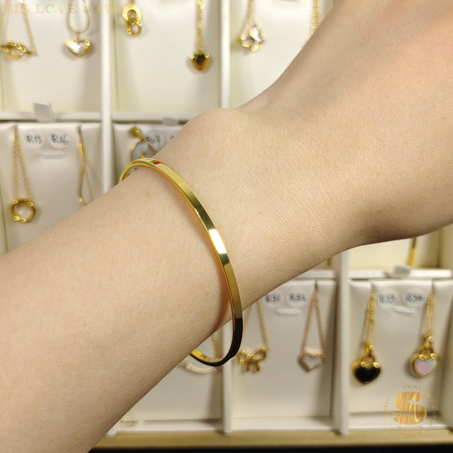 Classic Plain Round Bangle H005 Gold