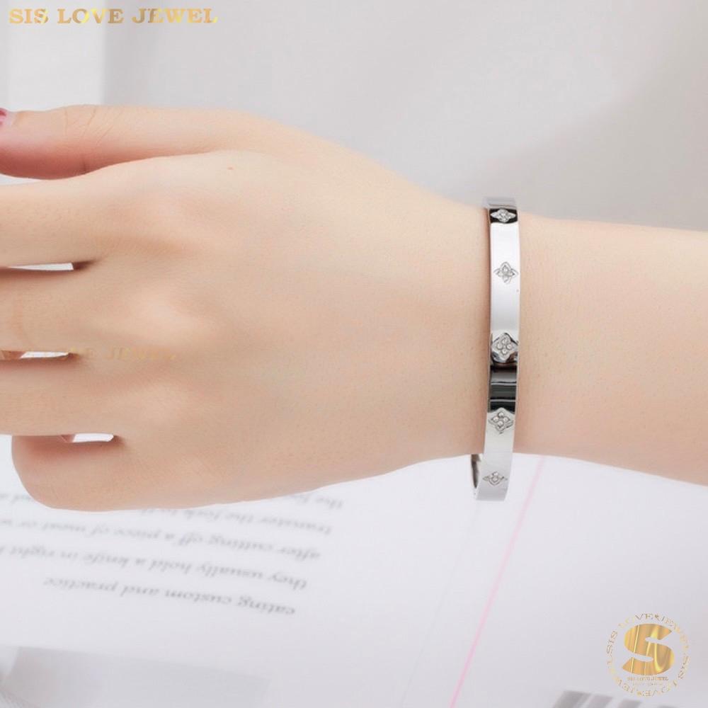 Clover Zirconia Bangle H032 Silver