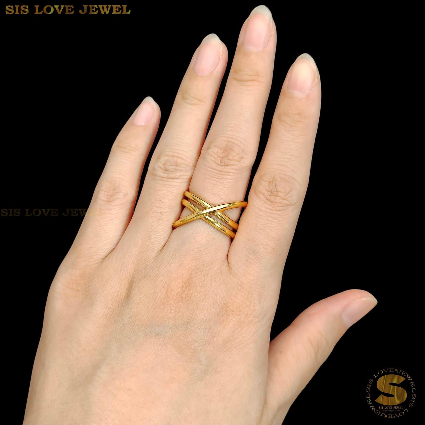 Cross Design Adjustable Ring R107