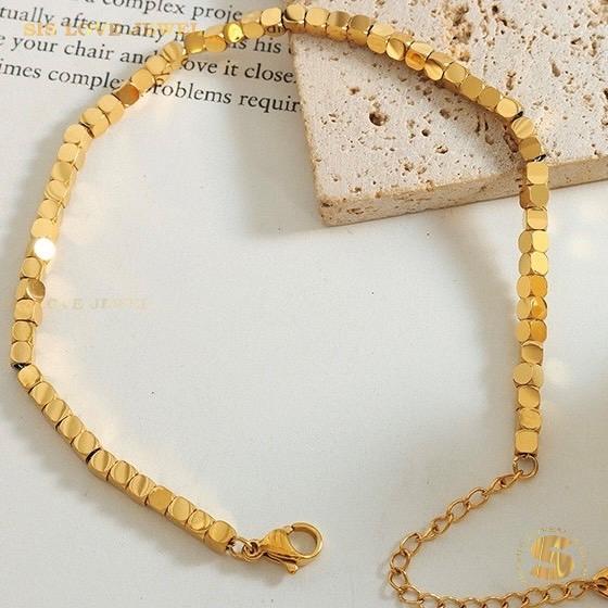 Cube Bead Gold Plated Anklet A033