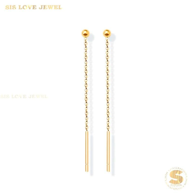 Dainty Gold Plated Bar & Ball Earrings S043