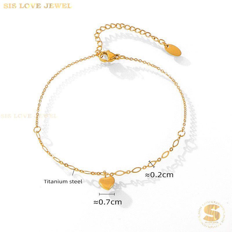 Dainty Heart Charm Gold Plated Anklet A030