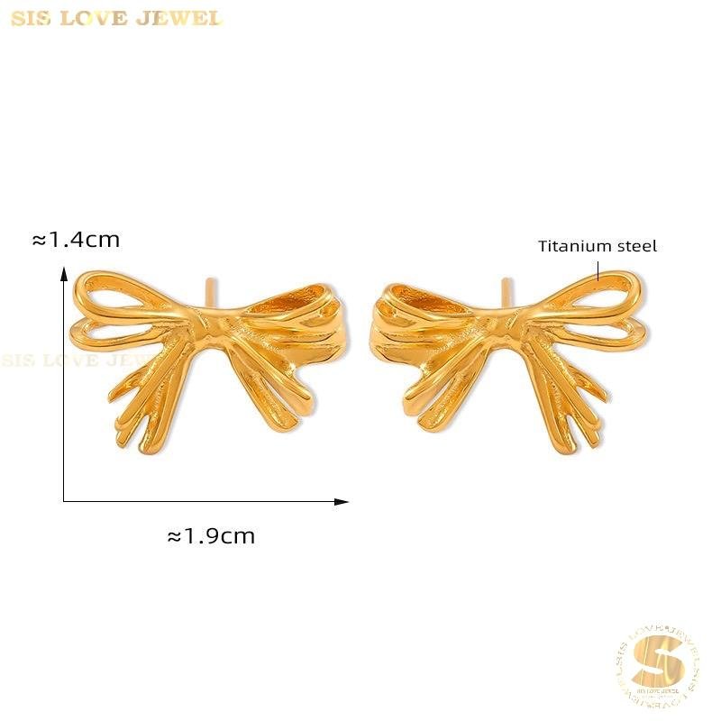 Dainty Ribbon Bow Studs S027