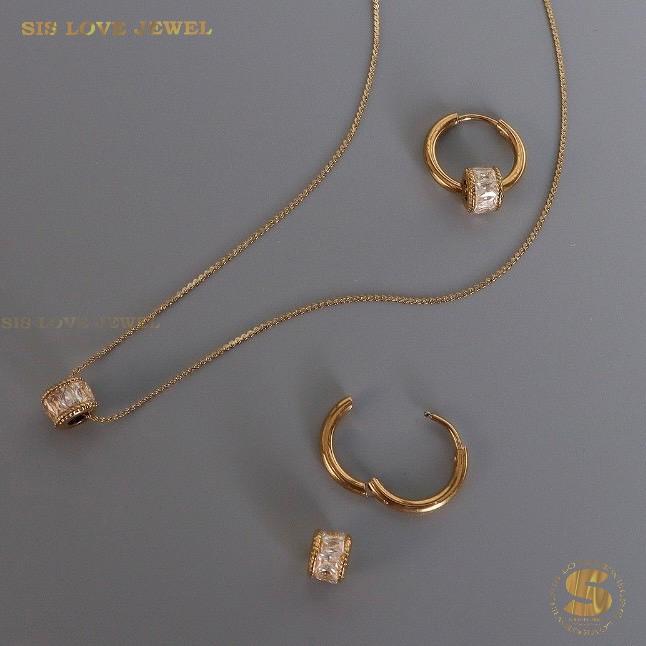 Dazzling Barrel Hoop Earrings S041