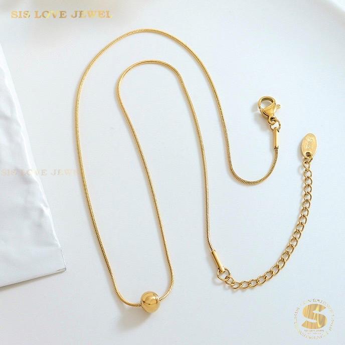 Double Layer Bead & Lock Paperclip Necklace N105