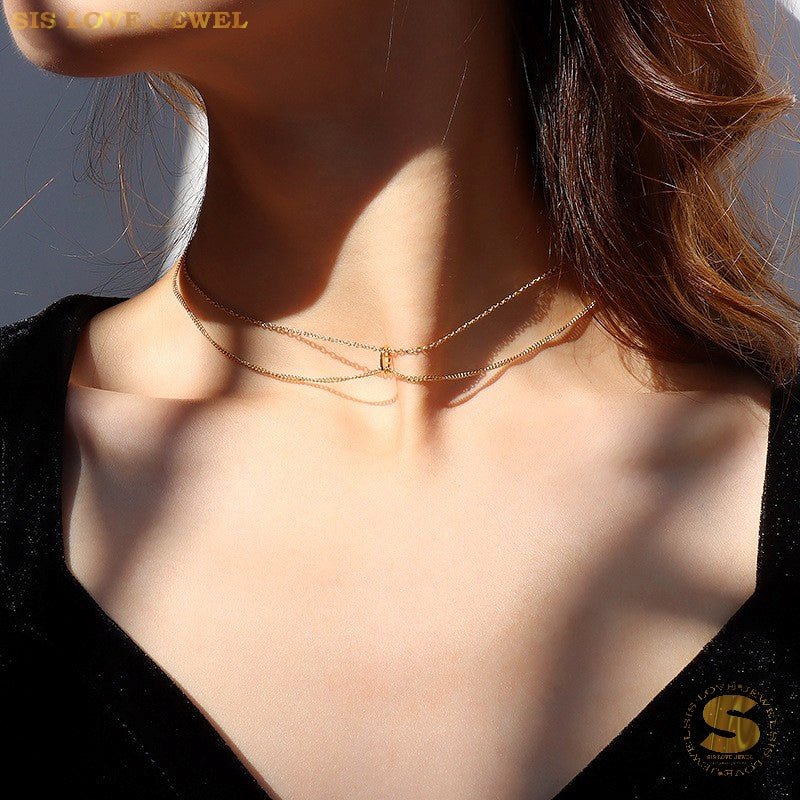 Double Layer Gold Plated Necklace N066
