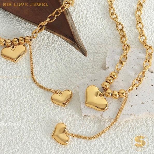 Double Love Heart Pendant Necklace N088