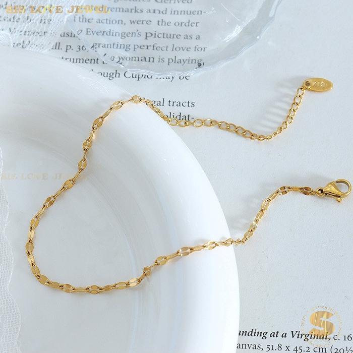 Geometric Link 18k Gold Plated Anklet A004