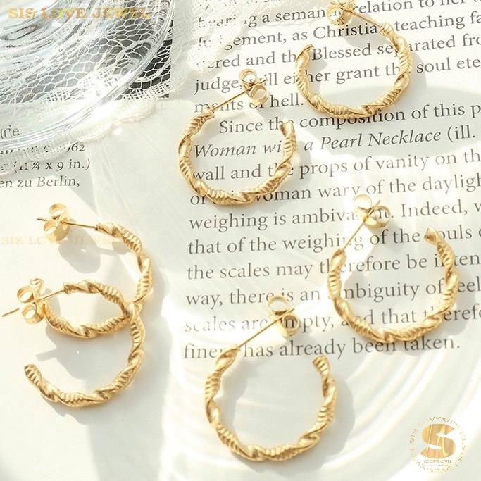 Gold Plated C Shape Studs Earrings S028