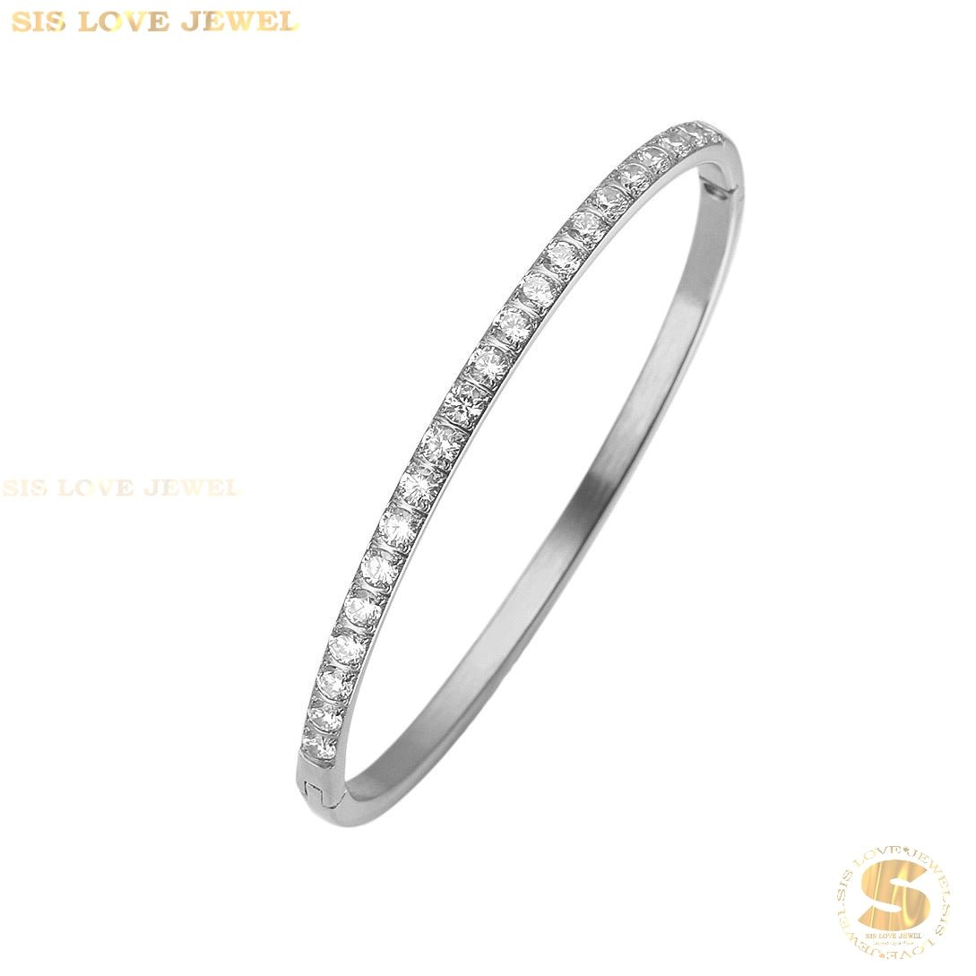 Half Row Zircon Bangle H024 Gold