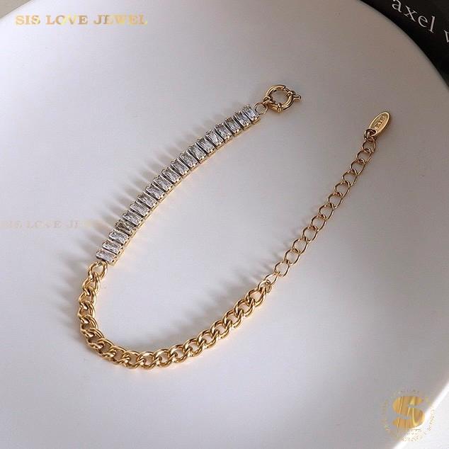 Half Row Zirconia Chain Bracelet B040