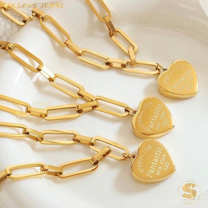 Long Chain Paperclip Love Pendant Necklace N082