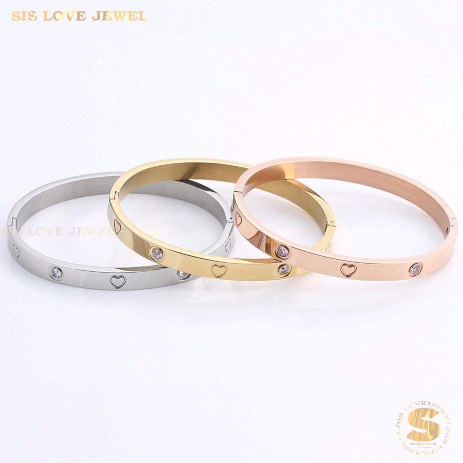 Love Zirconia Oval Bangle H030 Gold