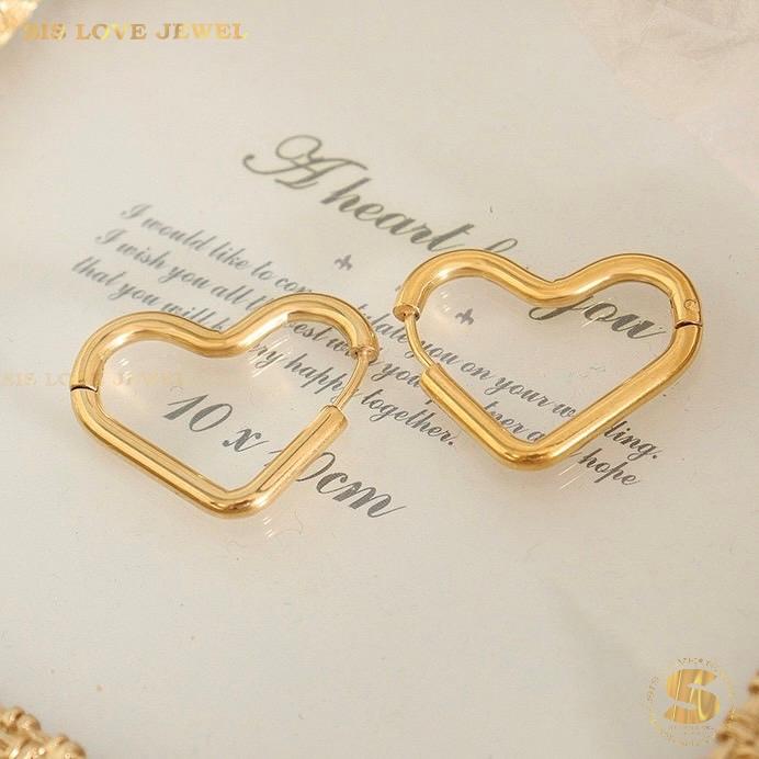 Minimalist Heart Hoop Earrings S011