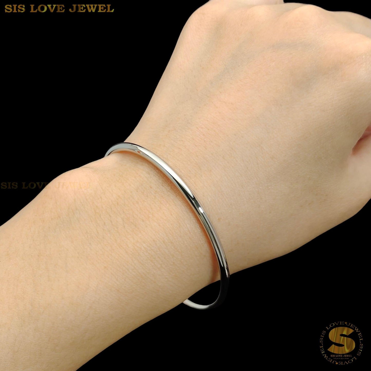 Modern Silver Plain Round Bangle H001 Silver