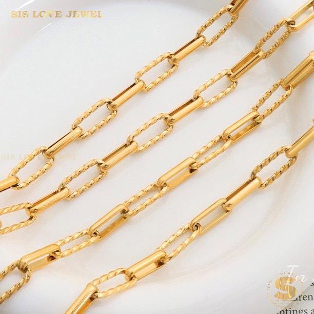 Paperclip Chain Necklace & Bracelet Set