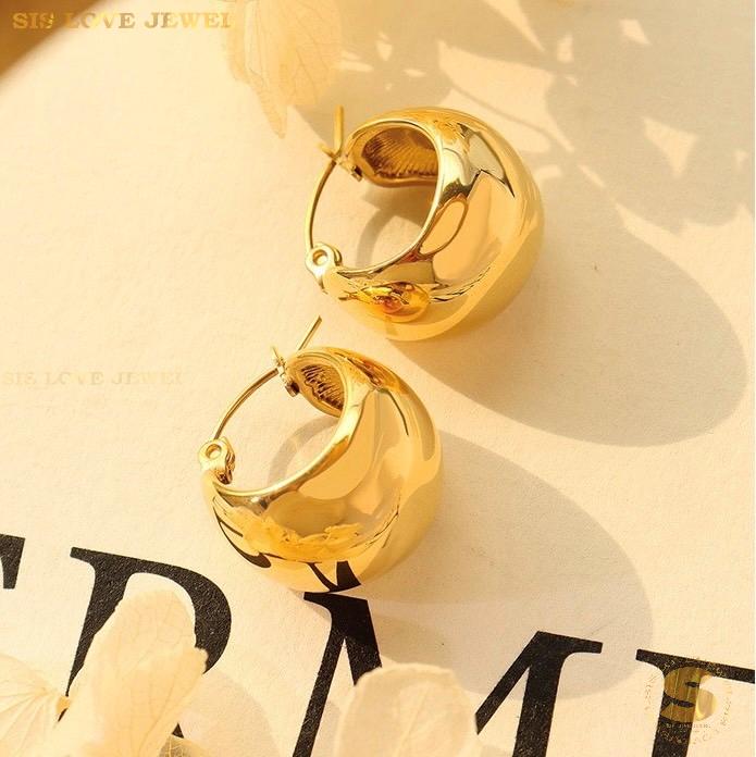 Polished Dome Hoop Earrings S010
