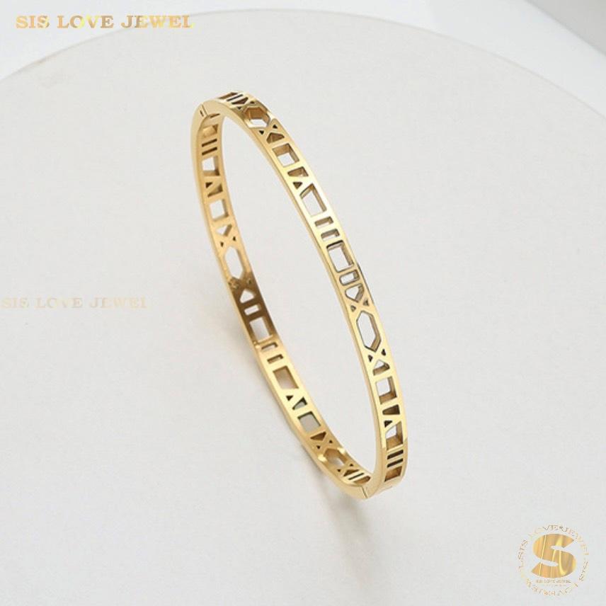 Roman Number Bangle H036 Gold