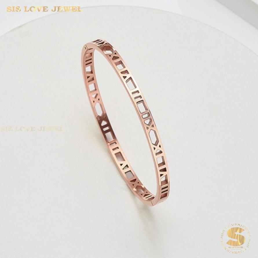 Roman Numeral Bangle H036 Rose Gold