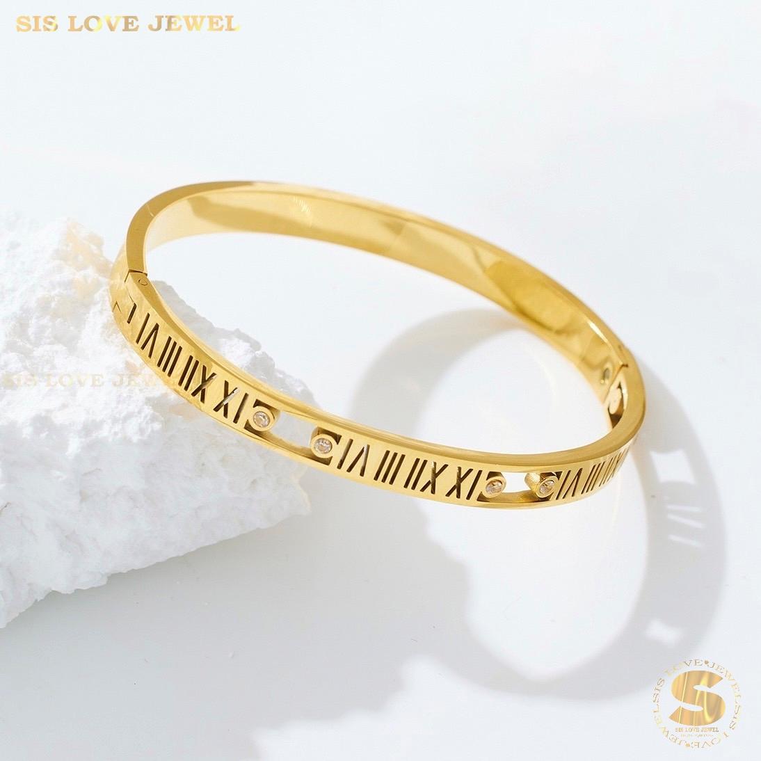 Roman Oval Bangle H041 Gold