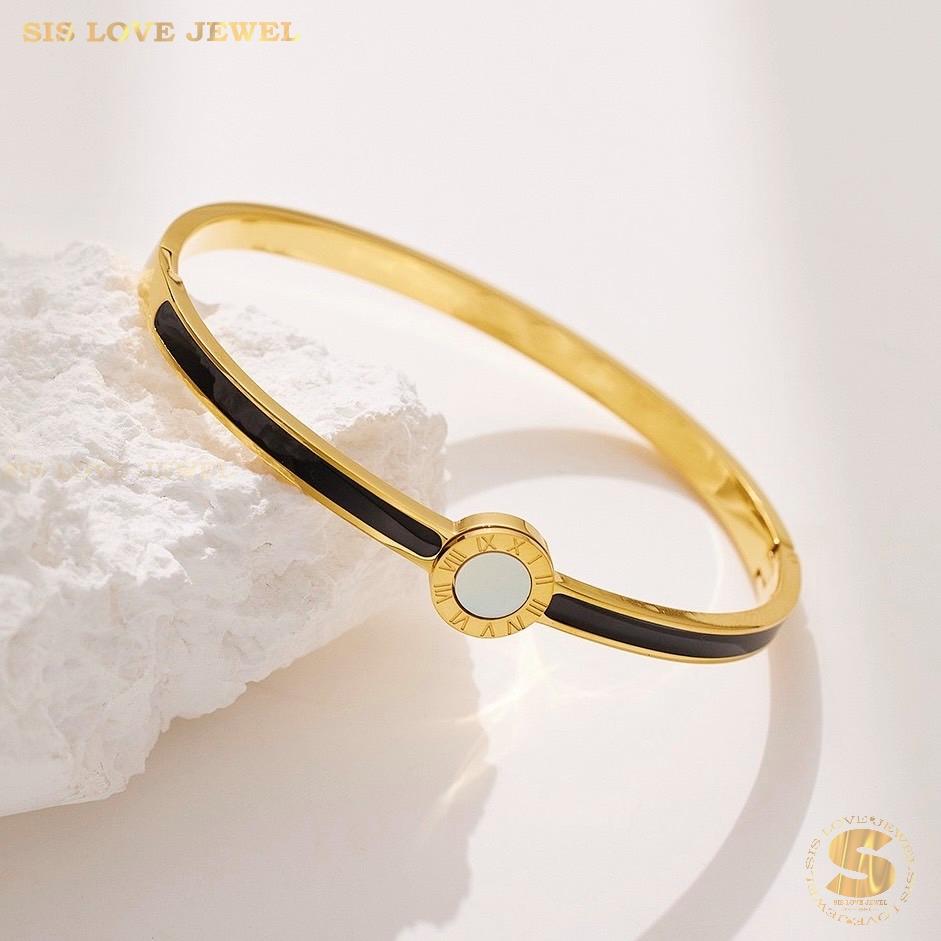 Roman Oval Bangle H089 Black