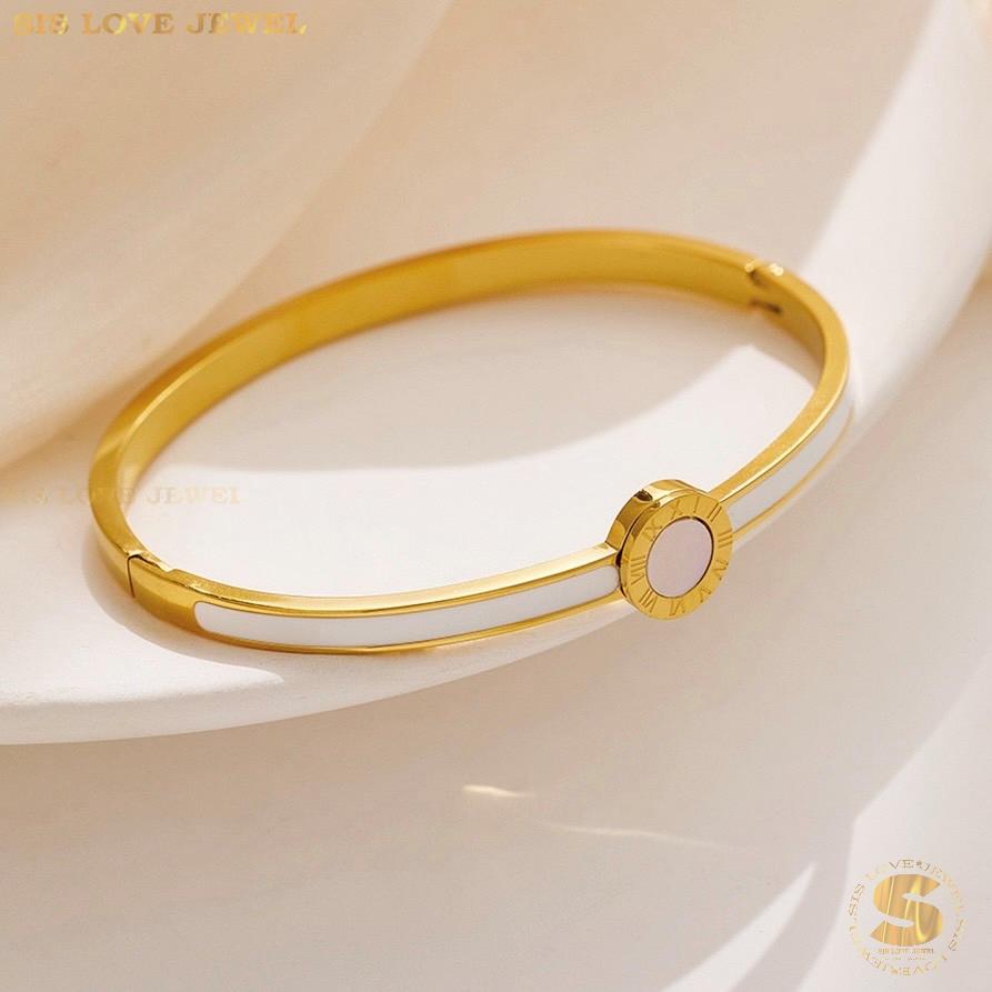Roman Oval Bangle H089 White