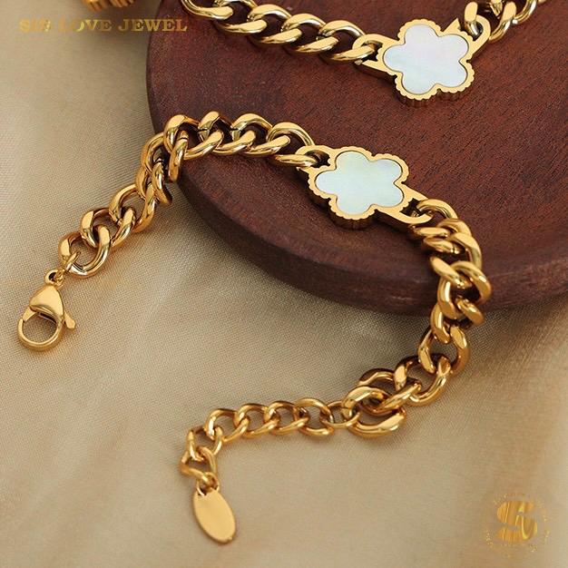 Shell Flower Thick Chain Bracelet B134 White