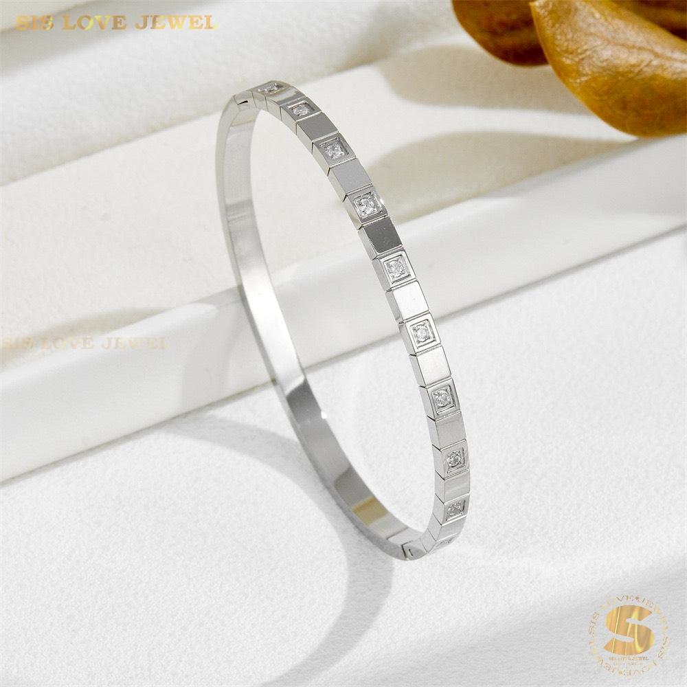 Silver Bee Zirconia Bangle H033 Silver