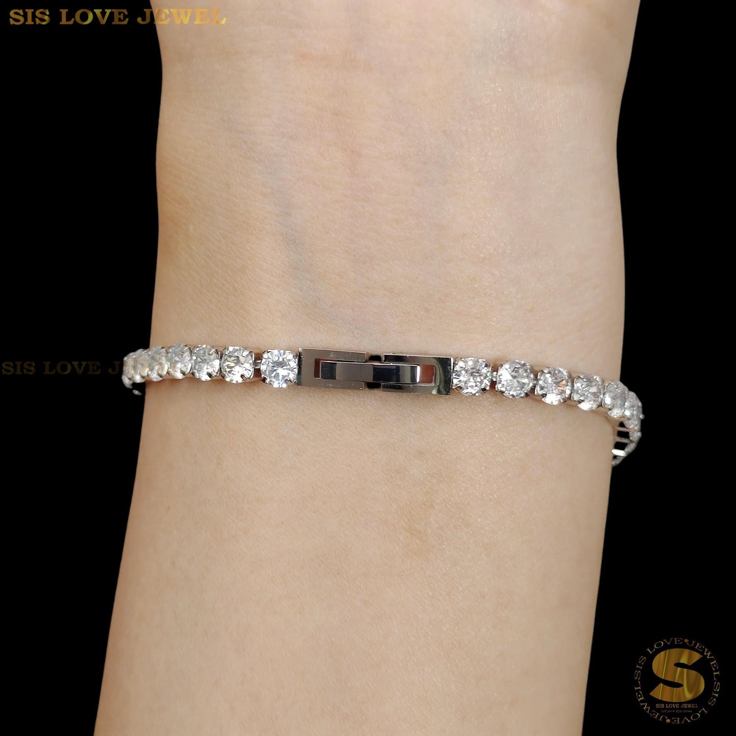 Silver Tennis Bracelet B042 Silver