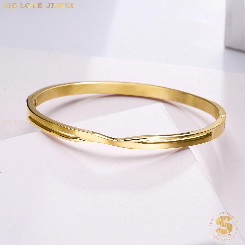 Simple Oval Bangle H099 Gold