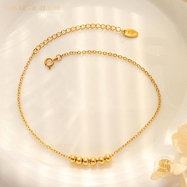 Six Ball Charm Gold Plated Anklet A014