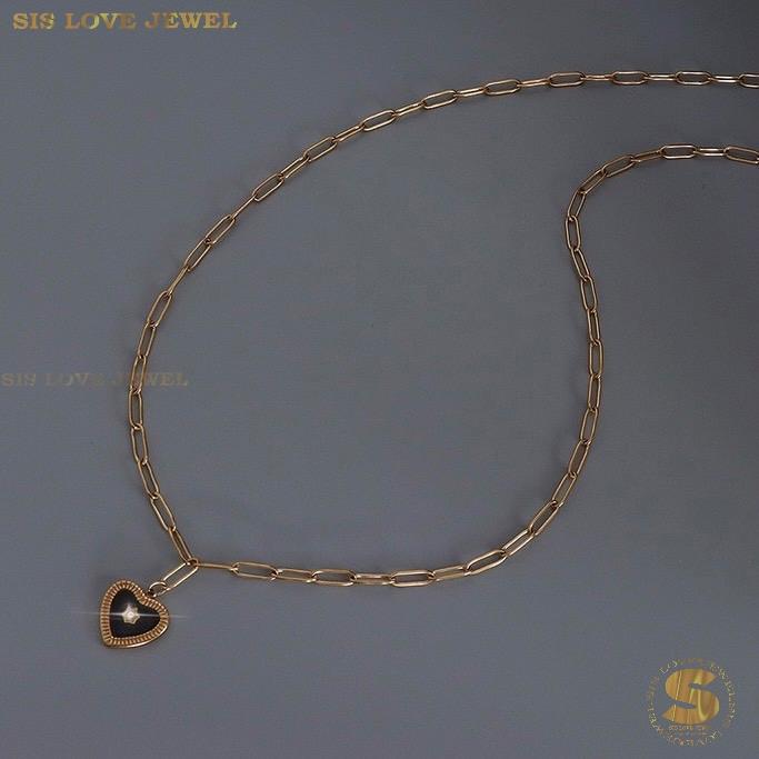 Stylish Paperclip Love Pendant Necklace N085