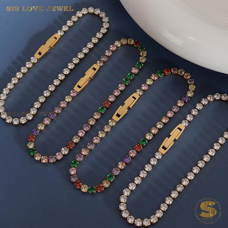 Thin Tennis Bracelet B148 White