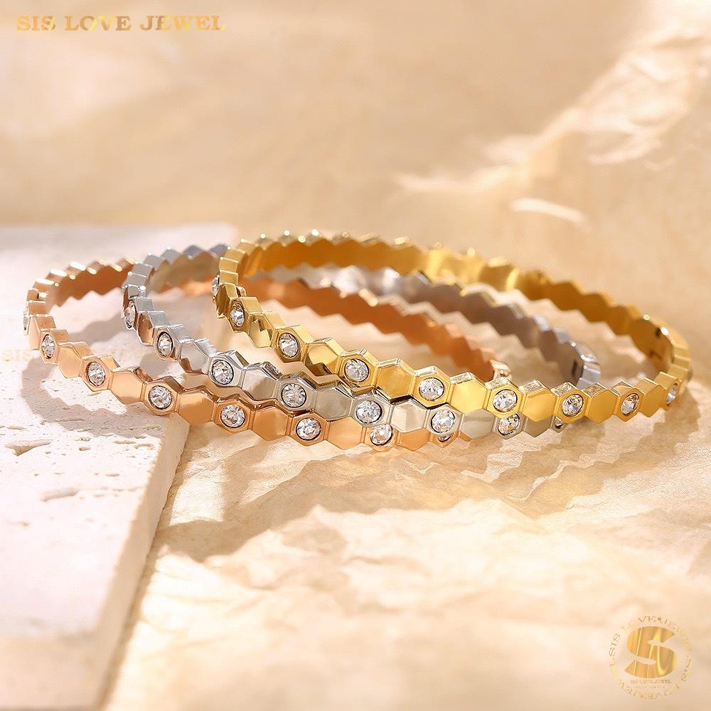 Zirconia Honey Bangle H028 Gold