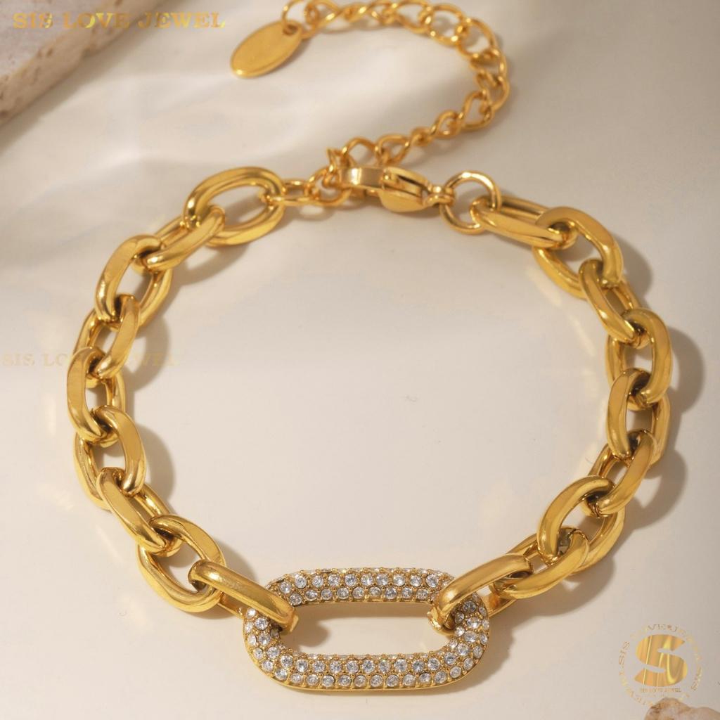 Zirconia Titanium Chain Bracelet B221