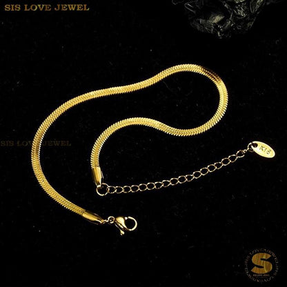 Flat Snake Chain Gold Plated Bracelet A005