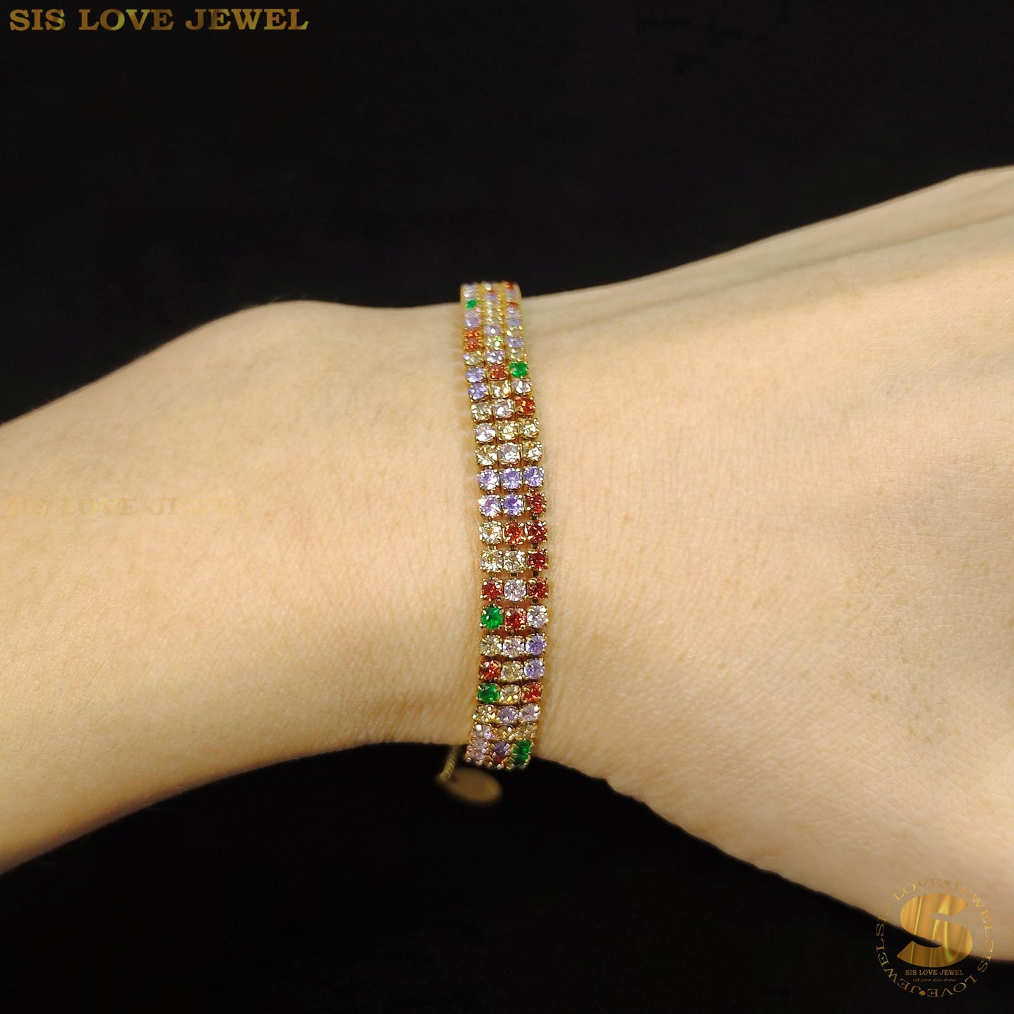 Colorful Cubic Zirconia 3 Layers Bracelet B146