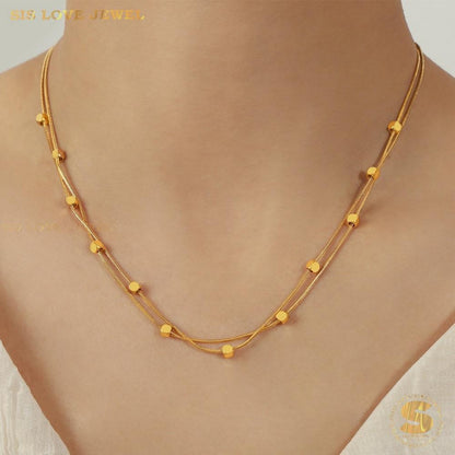 Mini Cube Double Layer Necklace N110