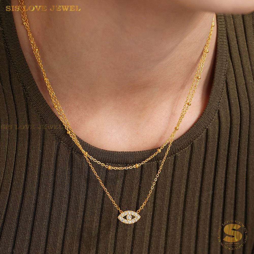 Zirconia Eye Necklace & Bracelet Set