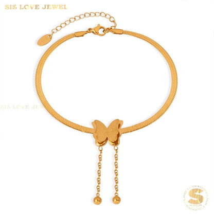 Butterfly Charm Gold Plated Anklet A026