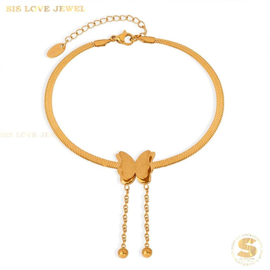 Butterfly Charm Gold Plated Anklet A026