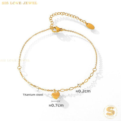 Dainty Heart Charm Gold Plated Anklet A030