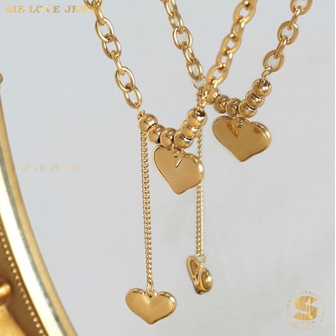 Double Love Heart Pendant Necklace N088