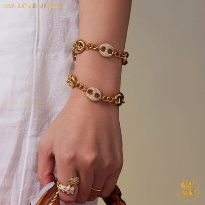 Chic Zircon Coffee Bean Bracelet B248