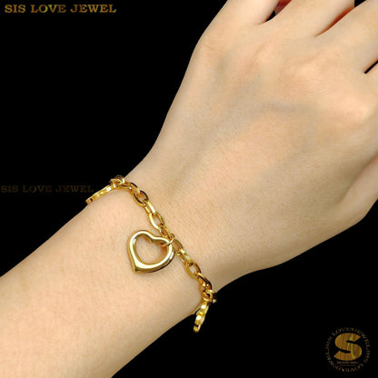 Love & Flower Charm Chain Bracelet B173