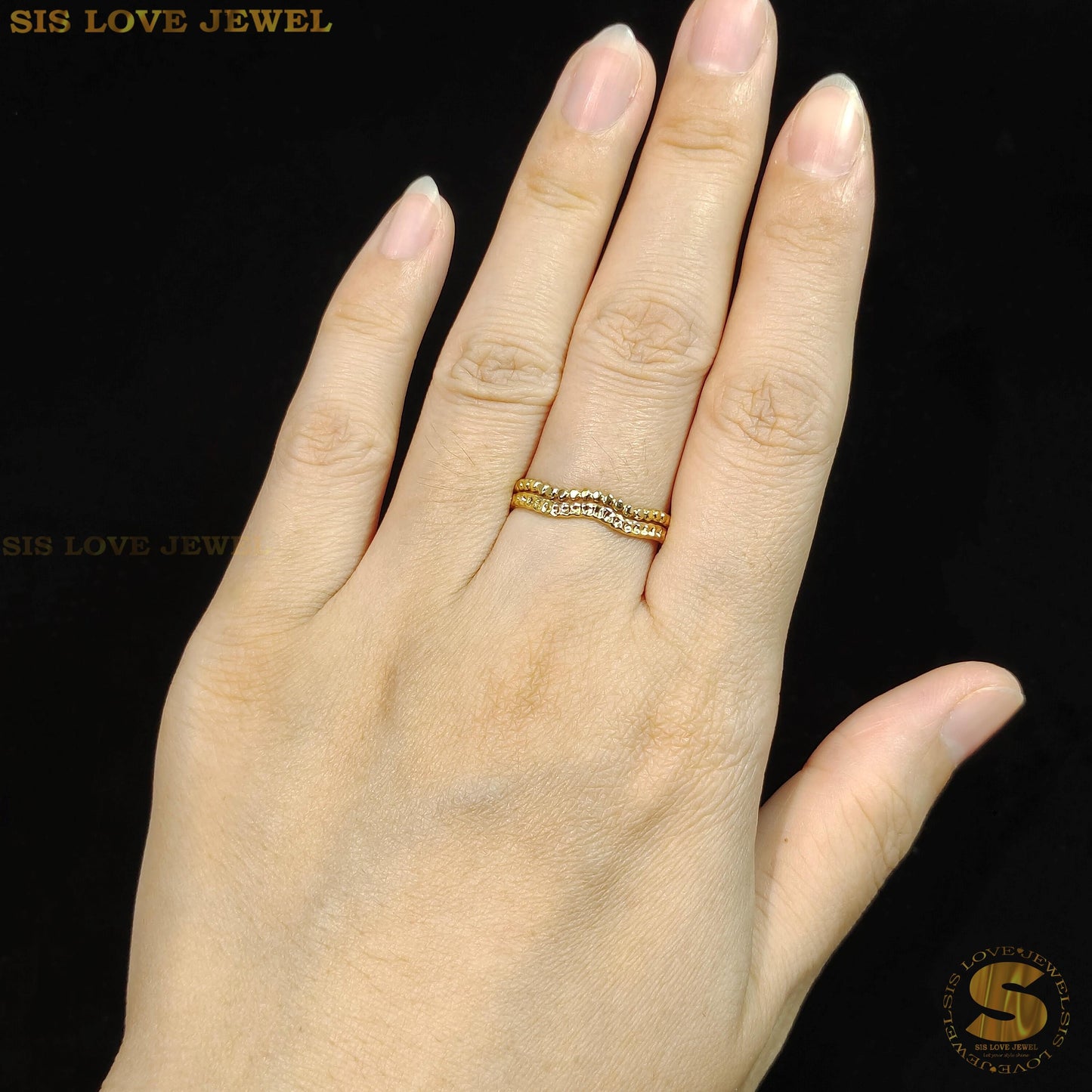 Simple Double Layer Adjustable Ring R079