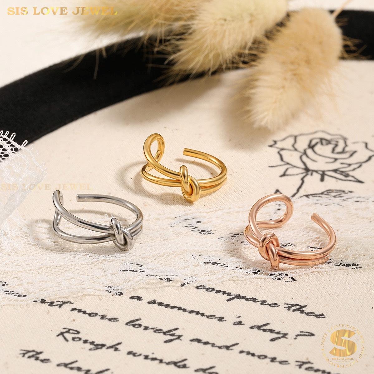 Simple Gold Plated Love Knot Ring R056